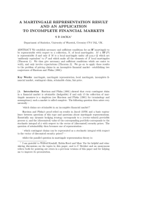 A MARTINGALE REPRESENTATION RESULT AND AN APPLICATION TO INCOMPLETE FINANCIAL MARKETS