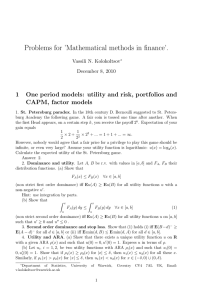 Problems for ’Mathematical methods in finance’. 1 CAPM, factor models