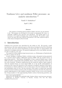 Nonlinear L´evy and nonlinear Feller processes: an analytic introduction ∗† Vassili N. Kolokoltsov