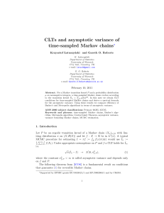 CLTs and asymptotic variance of time-sampled Markov chains ∗ Krzysztof  Latuszy´
