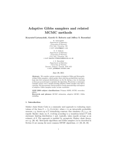 Adaptive Gibbs samplers and related MCMC methods Krzysztof  Latuszy´