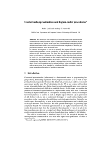 Contextual approximation and higher-order procedures ? Ranko Lazi´c and Andrzej S. Murawski