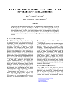 A SOCIO-TECHNICAL PERSPECTIVE ON ONTOLOGY DEVELOPMENT  IN HEALTHGRIDS  Ure J