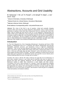 Abstractions, Accounts and Grid Usability M. Hartswood , Y-W. Lin , R. Procter