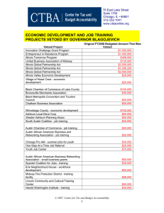 ECONOMIC DEVELOPMENT AND JOB TRAINING PROJECTS VETOED BY GOVERNOR BLAGOJEVICH