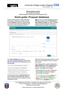 Quick guide: Proquest databases Queen Square Library UCL Institute of Neurology &amp;
