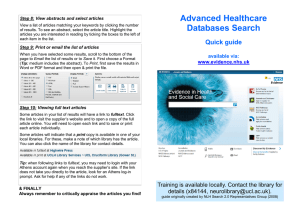 Advanced Healthcare Databases Search