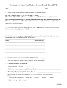 Questionnaire for Faculty Evals Meeting with Junior Premeds (Revised 8/9/15)