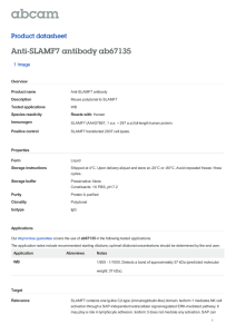 Anti-SLAMF7 antibody ab67135 Product datasheet 1 Image Overview