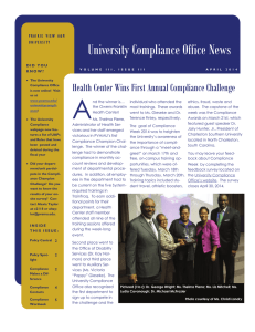 A University Compliance Office News Health Center Wins First Annual Compliance Challenge