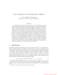Exact simulation of the Wright-Fisher diffusion ∗ Paul A. Jenkins &amp; Dario Span`