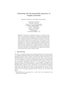 Clustering and the hyperbolic geometry of complex networks Elisabetta Candellero and Nikolaos Fountoulakis