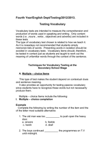 Fourth Year/English Dept/Testing/2012/2013. Testing Vocabulary