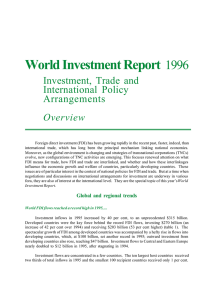World Investment Report 1996 Investment, Trade and International Policy