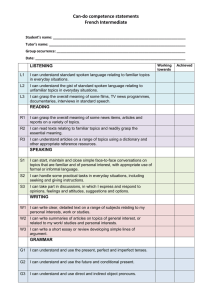 Can-do competence statements French Intermediate