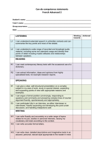 Can-do competence statements French Advanced 2