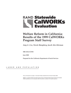 Welfare Reform in California: Results of the 1999 CalWORKs Program Staff Survey