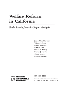 Welfare Reform in California Early Results from the Impact Analysis