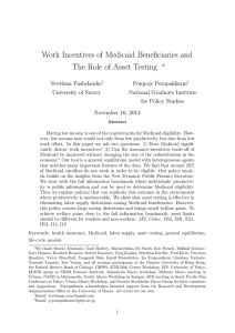 Work Incentives of Medicaid Beneficiaries and The Role of Asset Testing