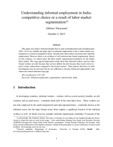 Understanding informal employment in India: gmentation? ∗