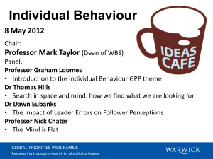 Individual Behaviour 8 May 2012 Professor Mark Taylor