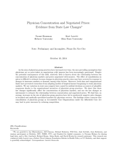 Physician Concentration and Negotiated Prices: Evidence from State Law Changes