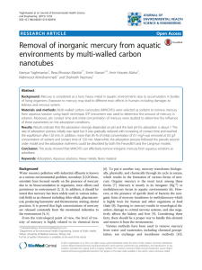 Removal of inorganic mercury from aquatic environments by multi-walled carbon nanotubes