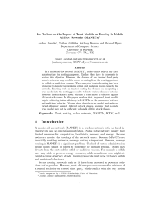 An Outlook on the Impact of Trust Models on Routing... Ad Hoc Networks (MANETs) Arshad Jhumka