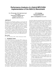 Performance Analysis of a Hybrid MPI/CUDA Implementation of the NAS-LU Benchmark