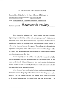 Cumhur Alper Geloullari for the degree of Doctor of Philosophy... Title: GroupScheduling Problems in Electronics Manufacturing
