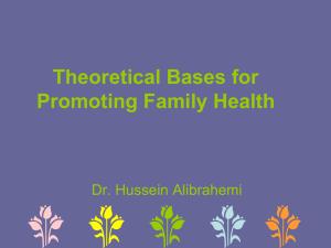 Theoretical Bases for Promoting Family Health Dr. Hussein Alibrahemi