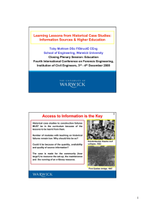 Learning Lessons from Historical Case Studies: Information Sources &amp; Higher Education