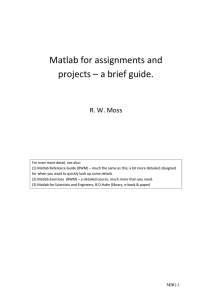 Matlab for assignments and projects – a brief guide. R. W. Moss
