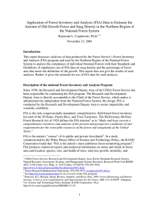 Application of Forest Inventory and Analysis (FIA) Data to Estimate... Amount of Old Growth Forest and Snag Density in the...