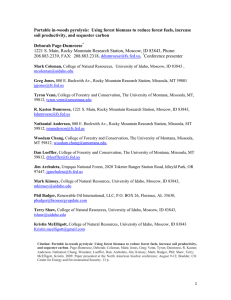 Portable in-woods pyrolysis:  Using forest biomass to reduce forest... soil productivity, and sequester carbon