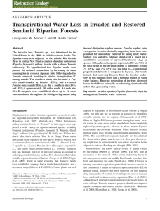 Transpirational Water Loss in Invaded and Restored Semiarid Riparian Forests