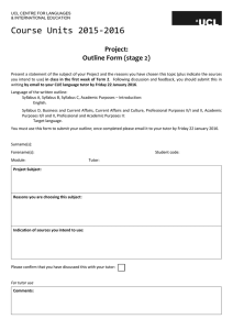 Course Units 2015-2016 Project: Outline Form (stage 2)