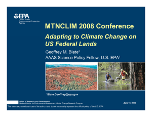 MTNCLIM 2008 Conference Adapting to Climate Change on US Federal Lands