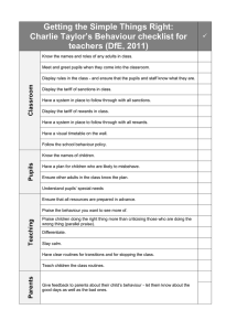 Getting the Simple Things Right: Charlie Taylor’s Behaviour checklist for