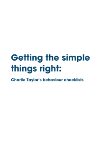 Getting the simple things right:  Charlie Taylor’s behaviour checklists