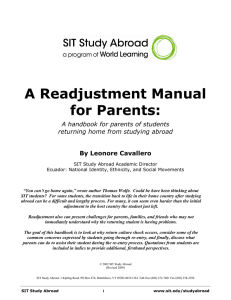 A Readjustment Manual for Parents: By Leonore Cavallero