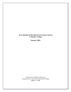 An Evaluation of the Shared Governance System At Harper College Summer 2004