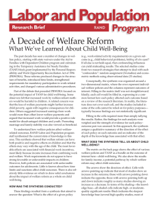 A Decade of Welfare Reform What We’ve Learned About Child Well-Being