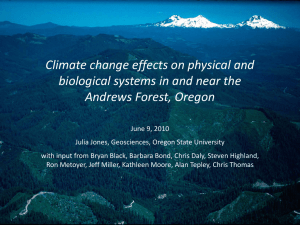 Climate change effects on physical and Andrews Forest, Oregon