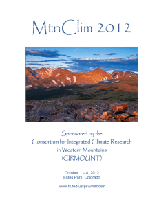 MtnClim 2012  Sponsored by the Consortium for Integrated Climate Research