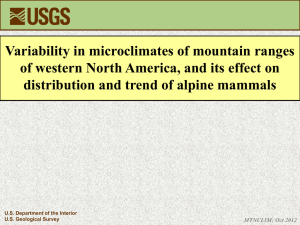 Variability in microclimates of mountain ranges  MTNCLIM: Oct 2012