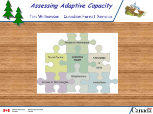Assessing Adaptive Capacity  Tim Williamson – Canadian Forest Service