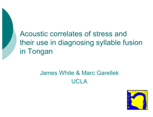 Acoustic correlates of stress and their use in diagnosing syllable fusion