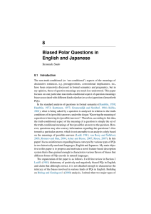 8 Biased Polar Questions in English and Japanese Yasutada Sudo