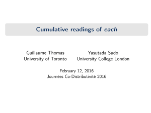 Cumulative readings of each Guillaume Thomas Yasutada Sudo University of Toronto